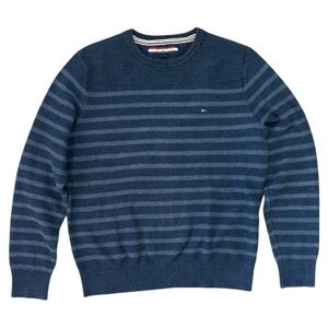 Tommy Hilfiger Blue Striped Cotton Crewneck Sweater Size Medium